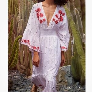 Misa Corinne Embroidered Midi Dress New Size Medium Sold Out!!!!